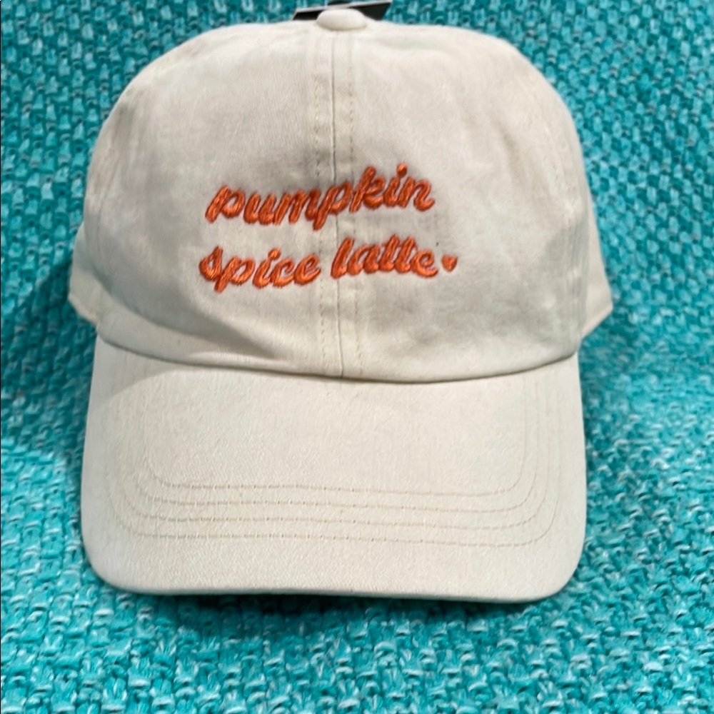 Ladies Off White Pumpkin Spice Latte Adjustable Painters Cap OS fits most